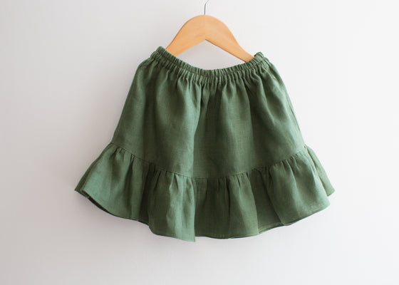 Green Linen Skirt