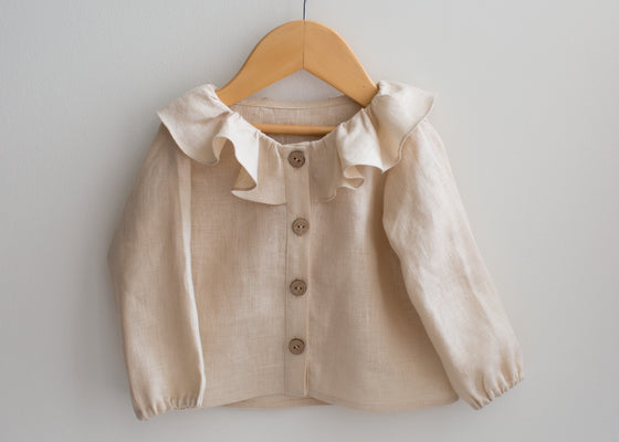 Ruffle Linen Blouse