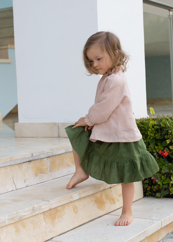 Green Linen Skirt