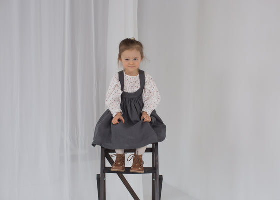 Grey Linen Pinafore