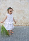 White Ruffle Linen Blouse