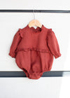 Rust Ruffle Romper
