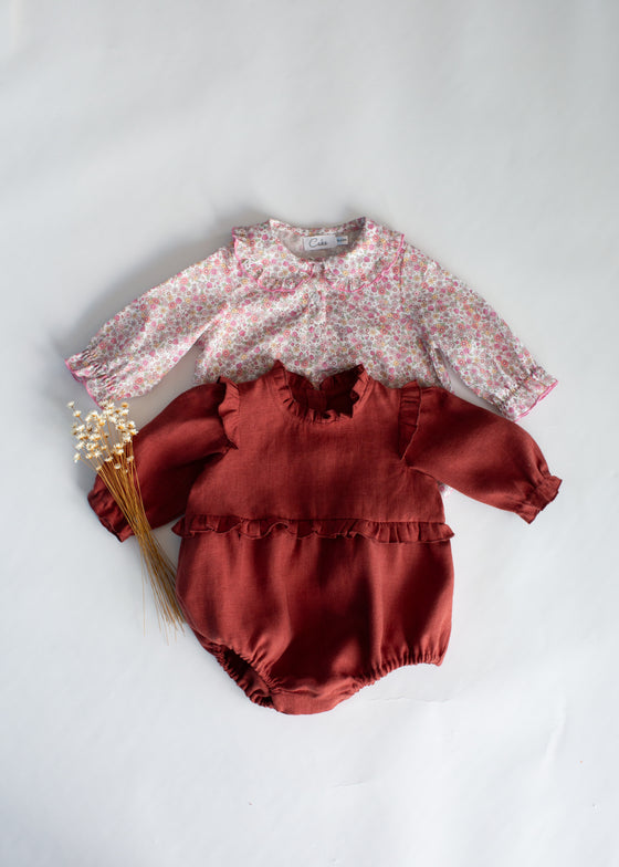 Rust Ruffle Romper
