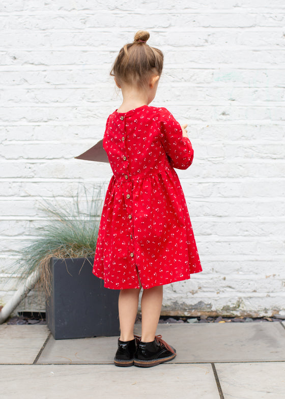 Red Dress with White Flowers