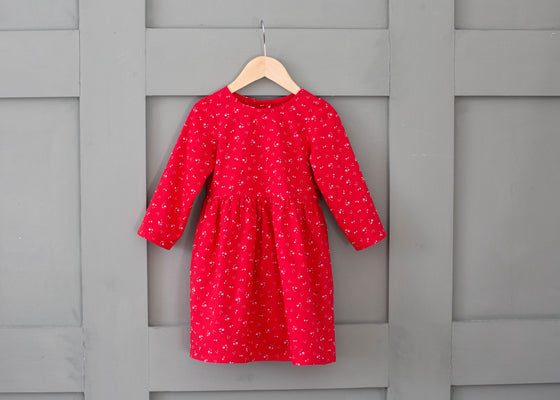 Red Dress with White Flowers