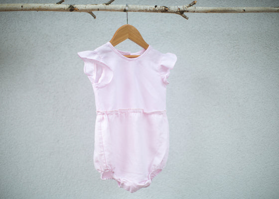 Rose linen romper