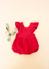 Red Linen Romper
