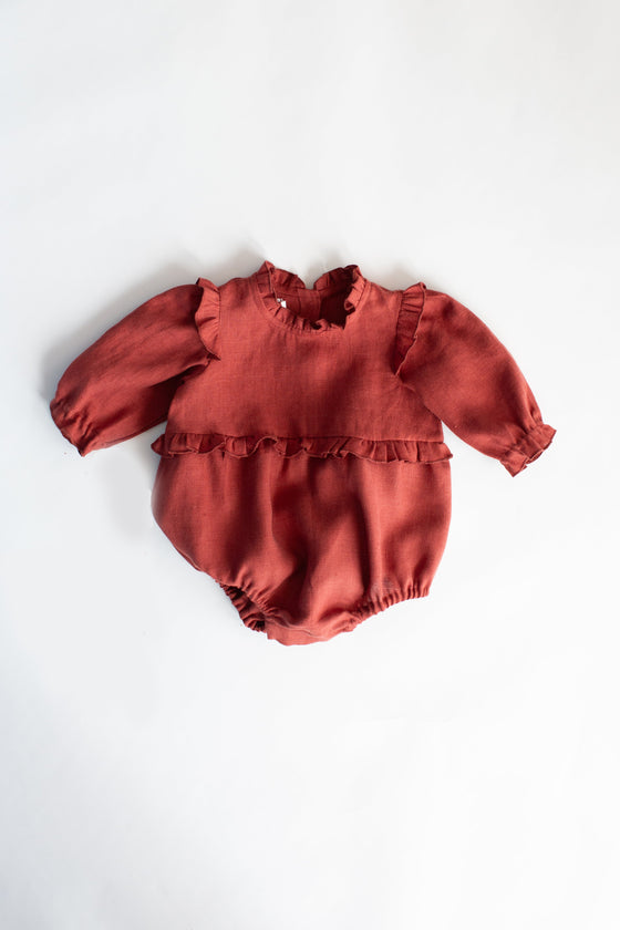 Rust Ruffle Romper