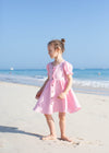 French Rose Linen Dress with Puff Sleeves