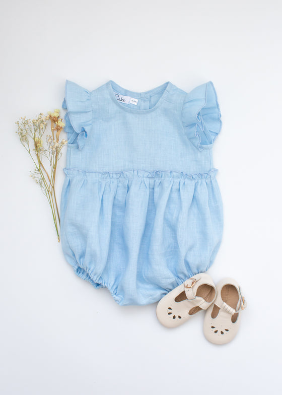 Sky Blue Linen Romper