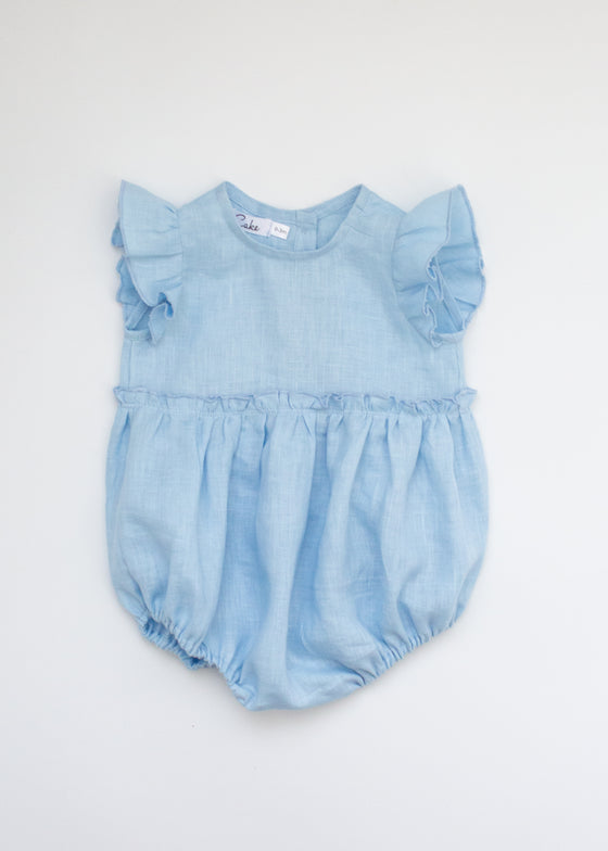 Sky Blue Linen Romper