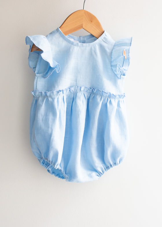 Sky Blue Linen Romper