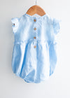 Sky Blue Linen Romper