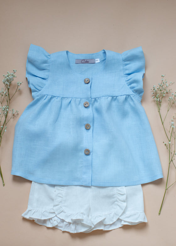 Blue Linen Blouse