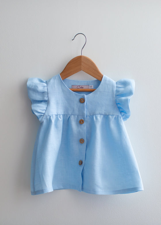 Blue Linen Blouse