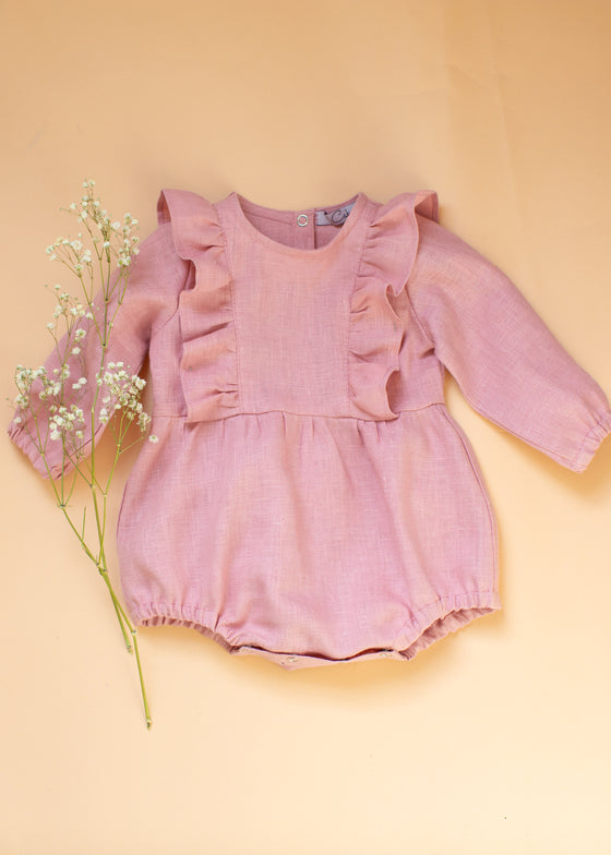 Blush Linen  Bubble Romper