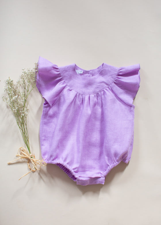 Lavender Ruffle Sleeves Romper