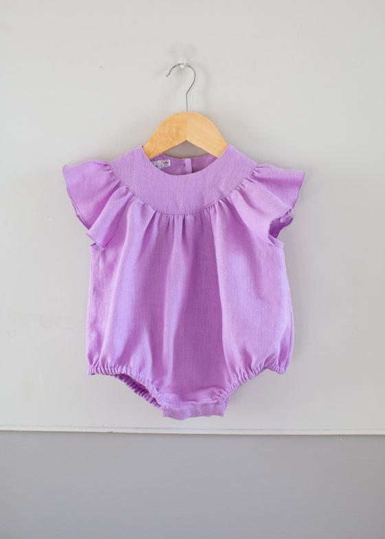 Lavender Ruffle Sleeves Romper