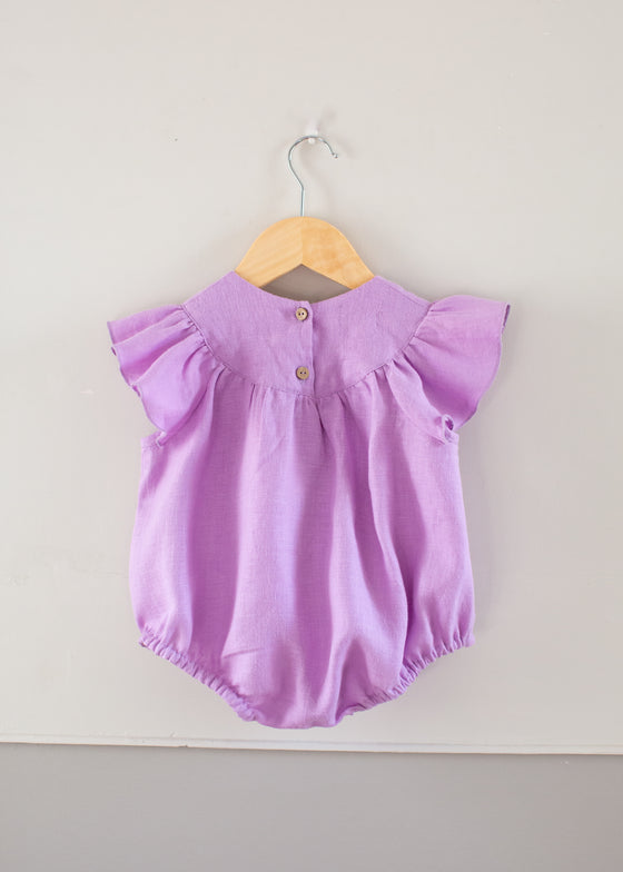 Lavender Ruffle Sleeves Romper