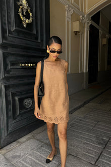  Camelia Camel Linen Dress