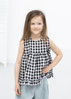 Linen blouse with ruffle hem