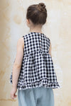 Linen blouse with ruffle hem