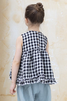  Linen blouse with ruffle hem